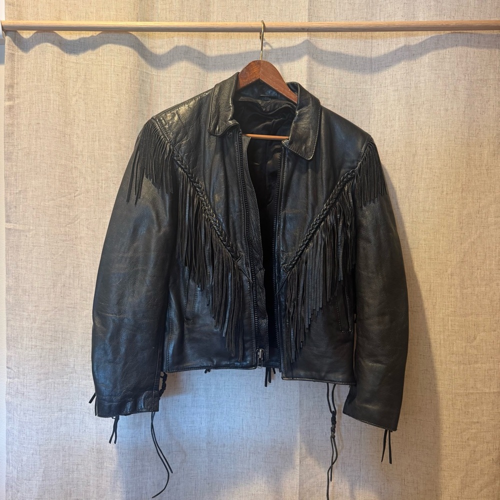 Black Fringe Leather Jacket
